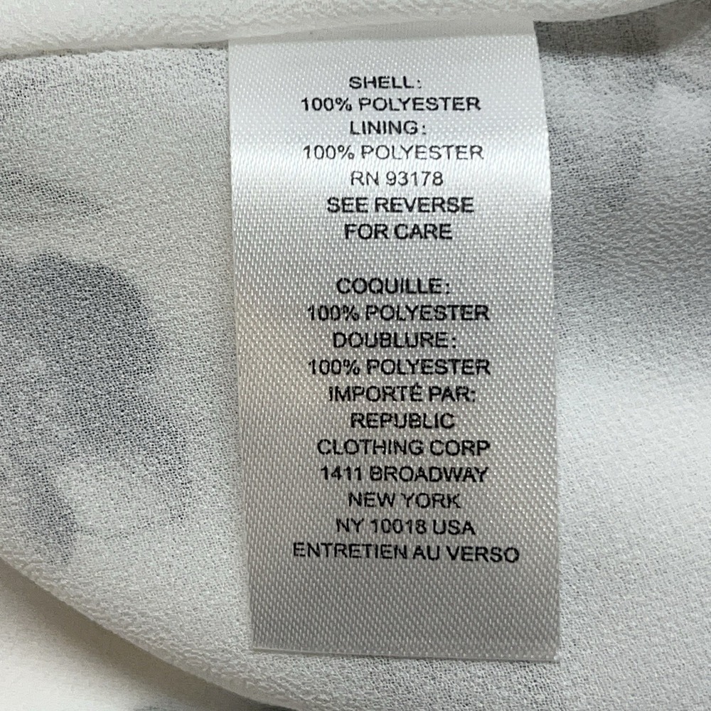 Tahari Blouse White Black Floral Flutter Short Sleeve NWT L Sheer Lined Career - Picture 11 of 13
